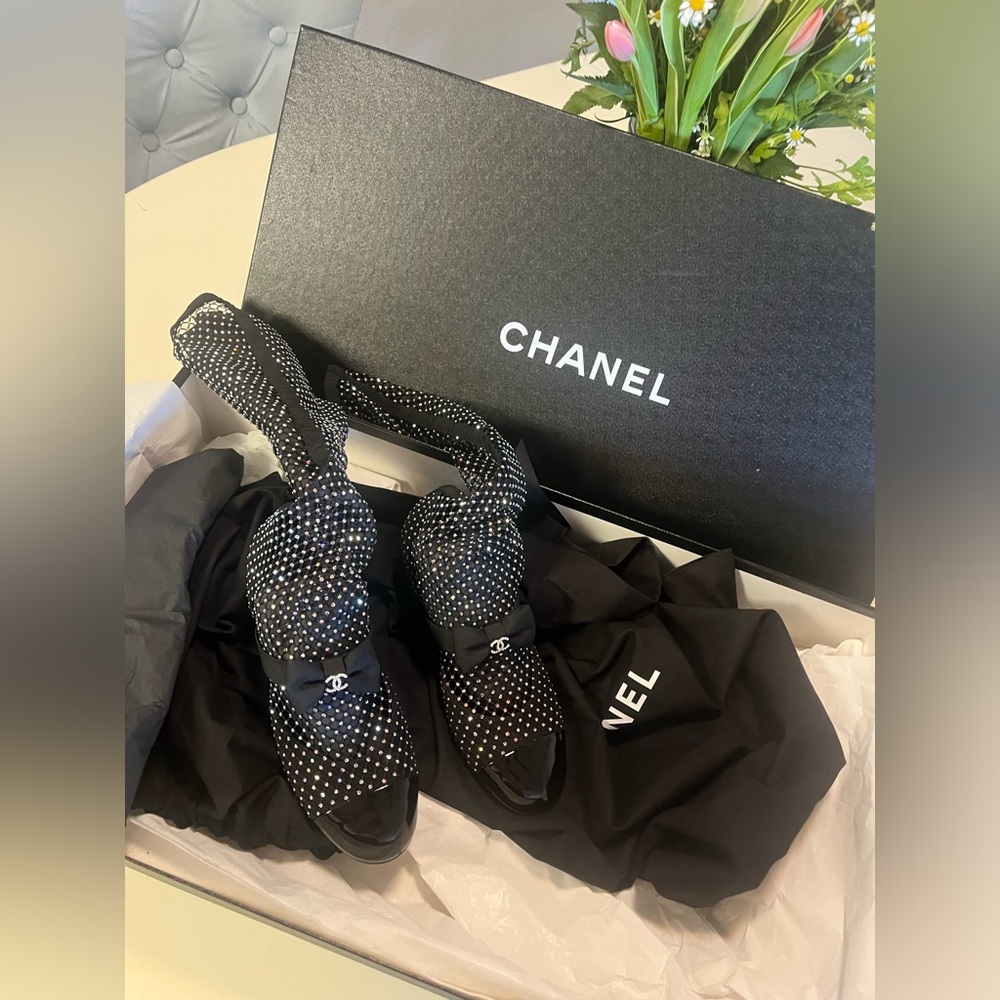 Authentic Resille Chanel Mary Jane crystal knee boots new size 6